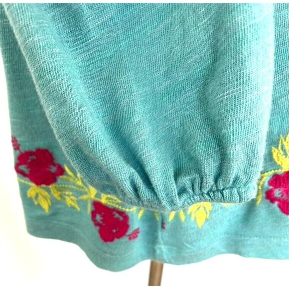 Soft Surroundings Tunic Top PL Floral Embroidered Trim 2EC23 Stretchy Smocked - Picture 5 of 9